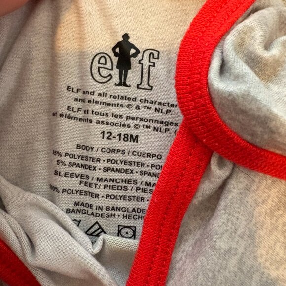ELF Christmas Pj Baby Toddler Footie One piece 12-18 months - Picture 6 of 7